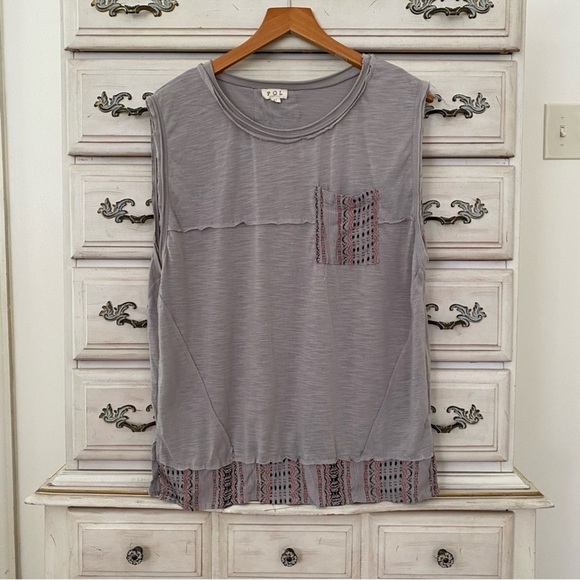 POL Grey Contrast Top - Picture 1 of 4
